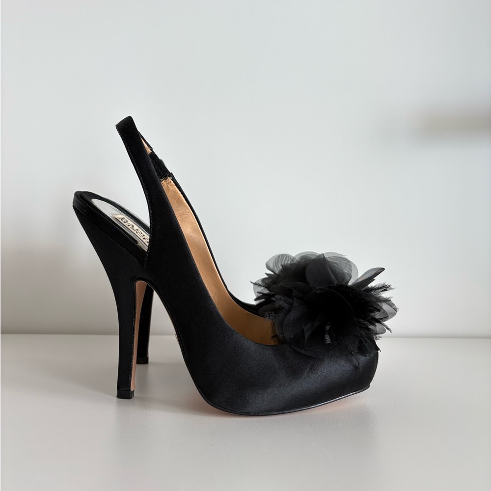 Badgley Mischka Slingback Heels with Pom-Pom Detail